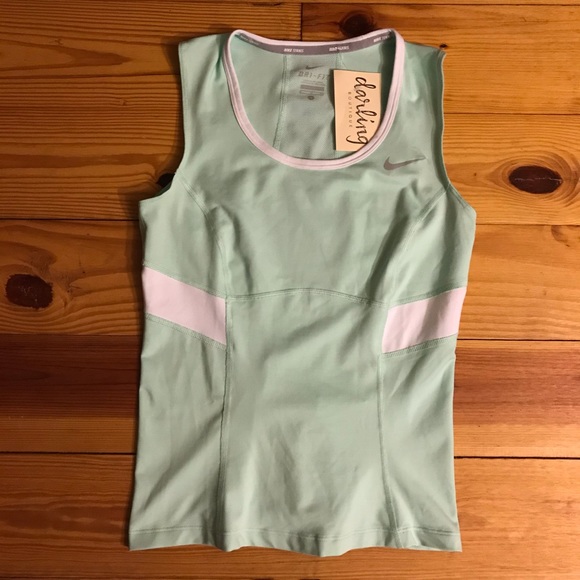Nike Dri-Fit Pastel Green White Tennis Top, EUC, S - Picture 3 of 13